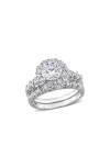 Delmar Set Of 2 Lab-created Moissanite Rings In White/silver