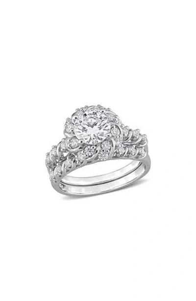 Delmar Set Of 2 Lab-created Moissanite Rings In White/silver