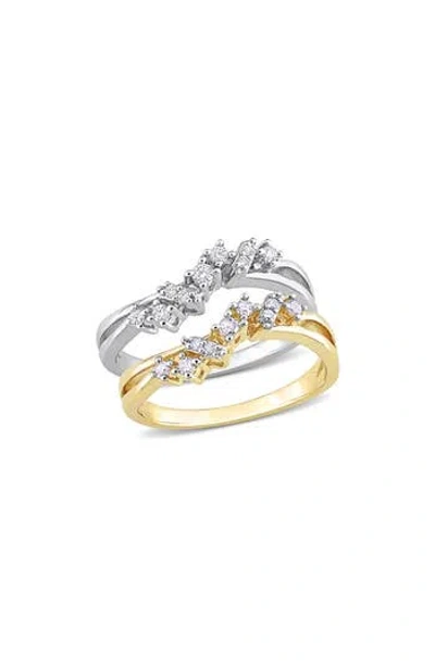 Delmar Set Of 2 Wavy Diamond Rings In Multi