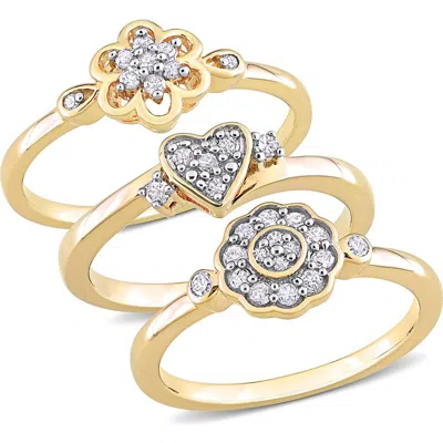 Delmar Set Of 3 Diamond Rings In Gold