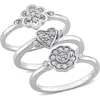 Delmar Set Of 3 Diamond Rings In Silver
