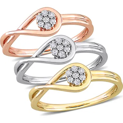 Delmar Set Of 3 Infinity Diamond Rings In Multi