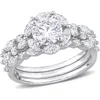 Delmar Set Of 3 Lab-created Moissanite Rings In White