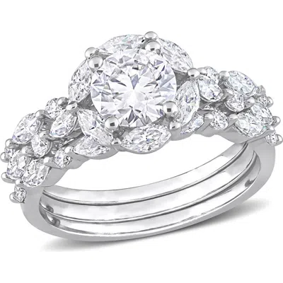 Delmar Set Of 3 Lab-created Moissanite Rings In White