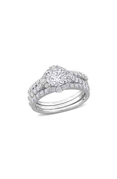 Delmar Set Of 3 Lab-created Moissanite Rings In White/silver