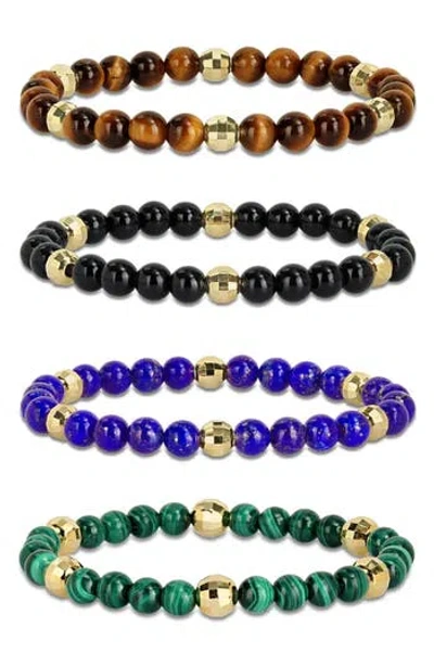 Delmar Set Of 4 Semiprecious Stone Beaded Bracelets In Multi