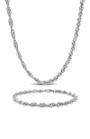 Delmar Singapore Chain Bracelet & Necklace Set In Metallic