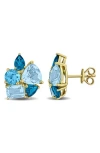 Delmar Sky Blue Topaz & London Blue Topaz Stud Earrings In Blue