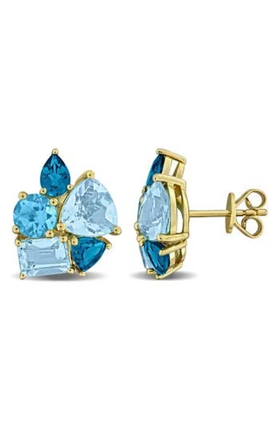 Delmar Sky Blue Topaz & London Blue Topaz Stud Earrings
