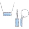 Delmar Sky Blue Topaz & White Topaz Drop Earrings & Pendant Necklace Set In Blue