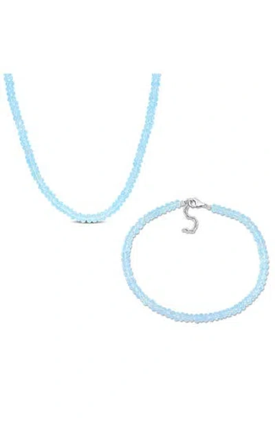 Delmar Sky Blue Topaz Beaded Bracelet & Necklace Set