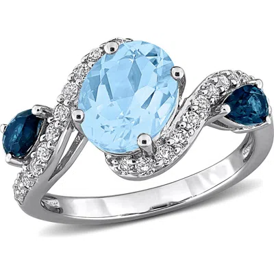 Delmar Sky Blue Topaz, London Blue Topaz & Lab Created Sapphire Ring
