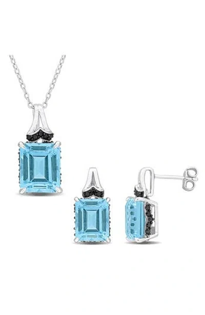 Delmar Sky Blue Topaz Necklace & Stud Earrings Set