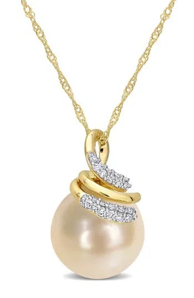 Delmar South Sea Freshwater Pearl & Diamond Pendant Necklace In Gold