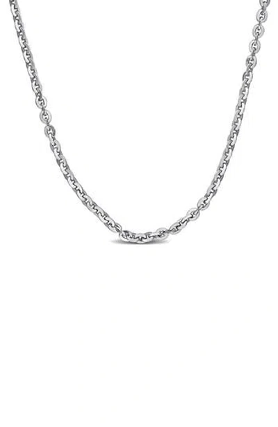Delmar Sterling Silver 1.2mm Oval Cable Chain Necklace In Metallic