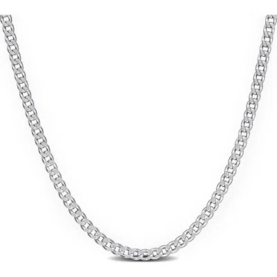Delmar Sterling Silver 1.4mm Curb Chain Necklace In Metallic