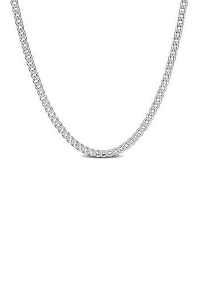 Delmar Sterling Silver 1.4mm Curb Chain Necklace In Metallic