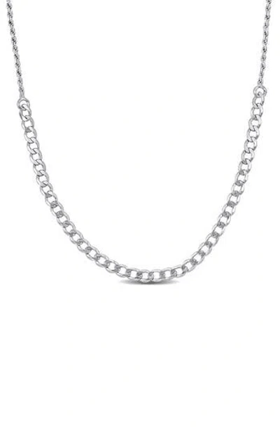 Delmar Sterling Silver 1.5mm Rope & 3mm Curb Chain Necklace In Metallic