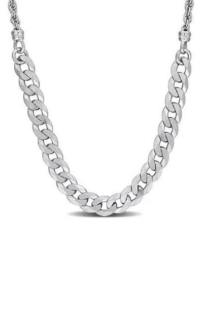 Delmar Sterling Silver 2.5mm Rope & 6mm Curb Chain Necklace