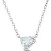 Delmar Sterling Silver Aquamarine & Diamond Heart Pendant Necklace In Blue