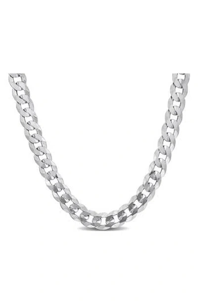 Delmar Sterling Silver Bevel Curb Chain Necklace In Metallic
