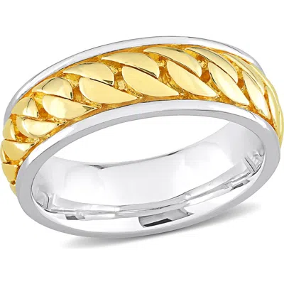 Delmar Sterling Silver Chain Link Ring In Gold