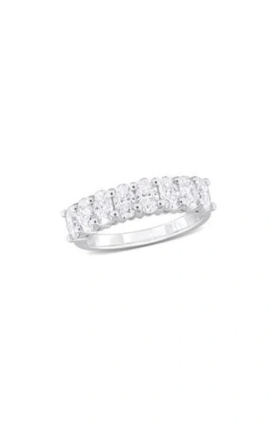 Delmar Sterling Silver Created Moissanite Oval Band Ring In White/silver