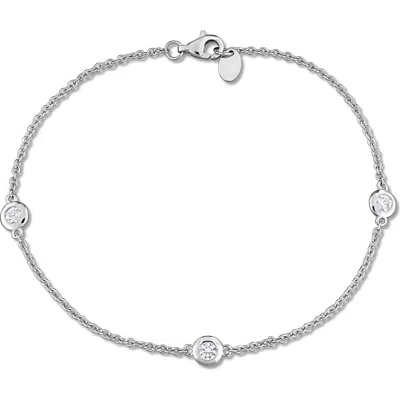 Delmar Sterling Silver Created White Sapphire Bracelet