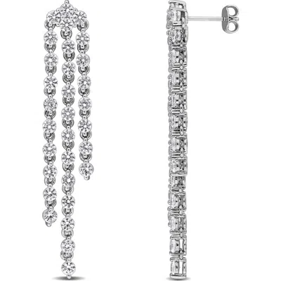 Delmar Sterling Silver Created White Sapphire Chandelier Earrings