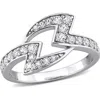 Delmar Sterling Silver Created White Sapphire Lightning Bolt Ring In Silver