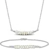 Delmar Sterling Silver Cultured Freshwater Pearl Bar Pendant Necklace & Bracelet Set