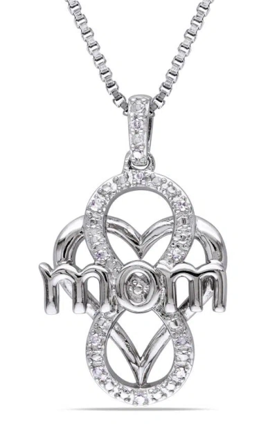 Delmar Sterling Silver Diamond Infinity Pendant Necklace In Metallic