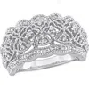 Delmar Sterling Silver Diamond Lace Band Ring In White