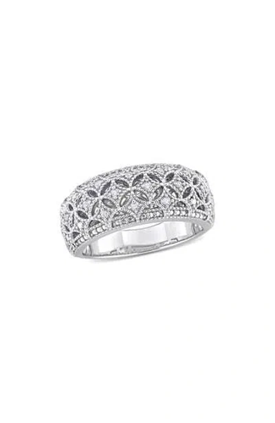 Delmar Sterling Silver Diamond Wide Band Ring