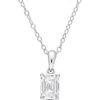 Delmar Sterling Silver Emerald Cut Lab Created Moissanite Pendant Necklace In Silver