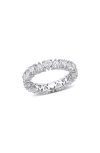 Delmar Sterling Silver Lab Created Moissanite Heart Eternity Ring In Silver