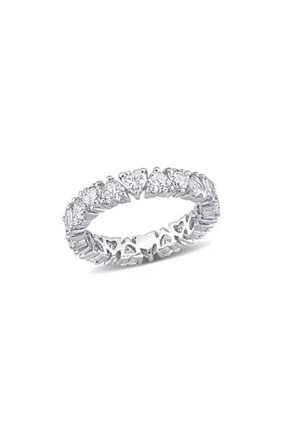 Delmar Sterling Silver Lab Created Moissanite Heart Eternity Ring In White
