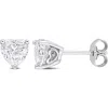 Delmar Sterling Silver Lab Created Moissanite Heart Stud Earrings In Silver
