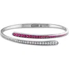 Delmar Sterling Silver Lab Created Ruby & White Sapphire Bypass Bangle In Red