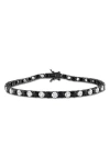 Delmar Sterling Silver Lab Created Sapphire Bracelet In Black