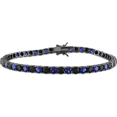 Delmar Sterling Silver Lab Created Sapphire Bracelet In Blue