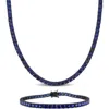 Delmar Sterling Silver Lab Created Sapphire Necklace & Bracelet Set In Blue
