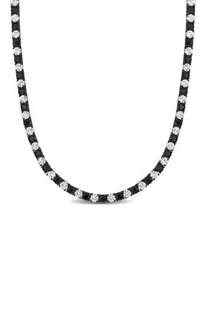 Delmar Sterling Silver Lab Created Sapphire Necklace In Black