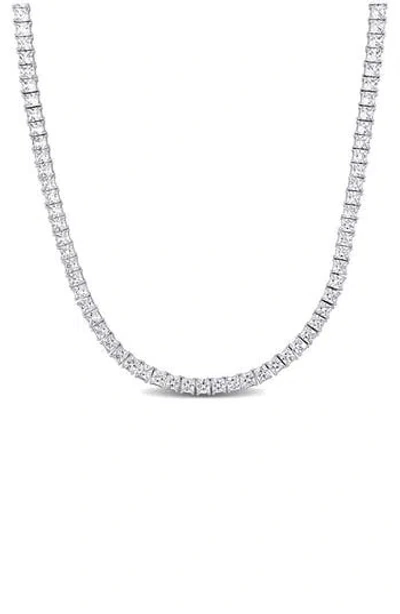 Delmar Sterling Silver Lab Created Sapphire Necklace In White