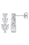 Delmar Sterling Silver Lab Grown Moissanite Heart Linear Stud Earrings