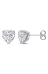Delmar Sterling Silver Lab Grown Moissanite Heart Stud Earrings
