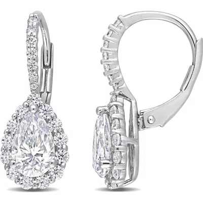 Delmar Sterling Silver Lab Grown Moissanite Lever Back Earrings