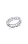 Delmar Sterling Silver Marquise Lab Created Moissanite Eternity Ring In Silver