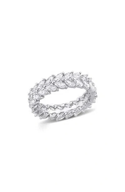 Delmar Sterling Silver Marquise Lab Created Moissanite Eternity Ring