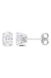 Delmar Sterling Silver Oval Lab Created Moissanite Stud Earrings In Silver